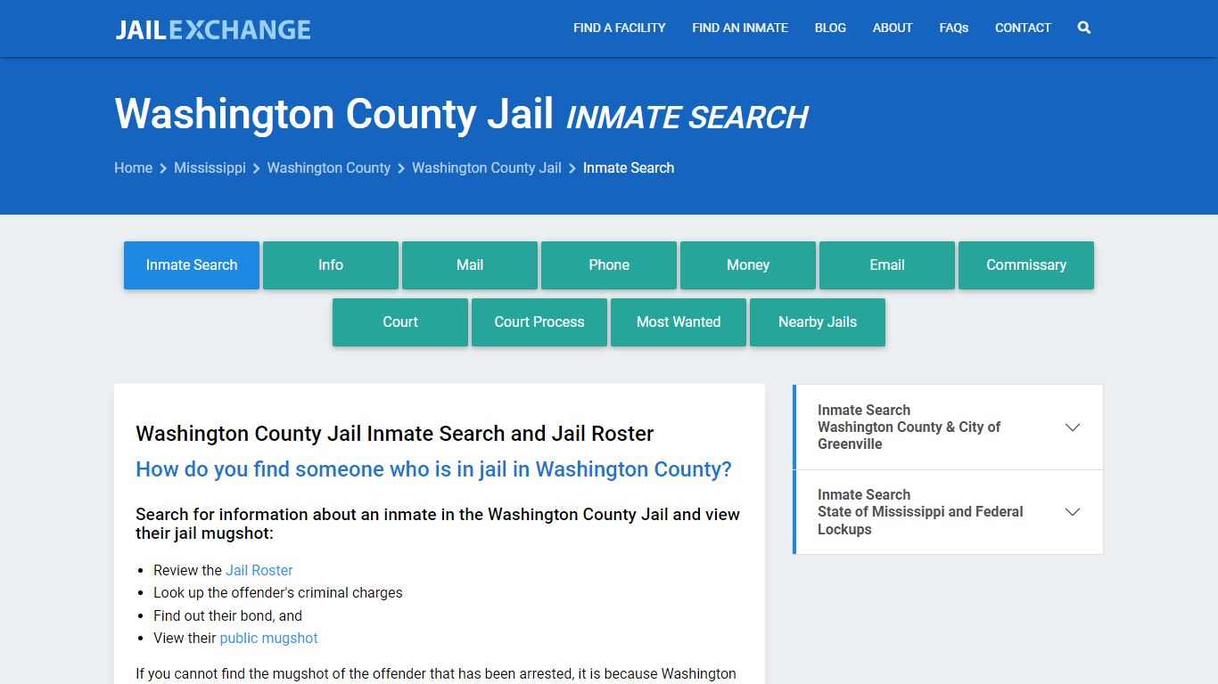 Inmate Search: Roster & Mugshots - Washington County Jail, MS